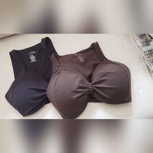 BuffBunny Black and Brown Twist-Front Bras